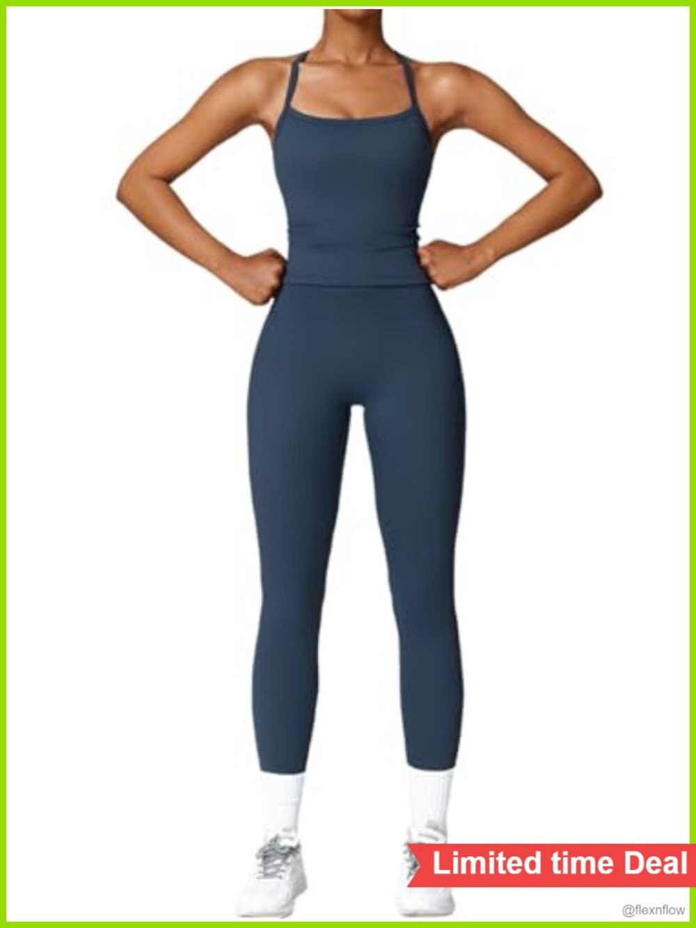 Women's Workout Set Cross Back Tank Top High Waist Leggings Gym Activewear